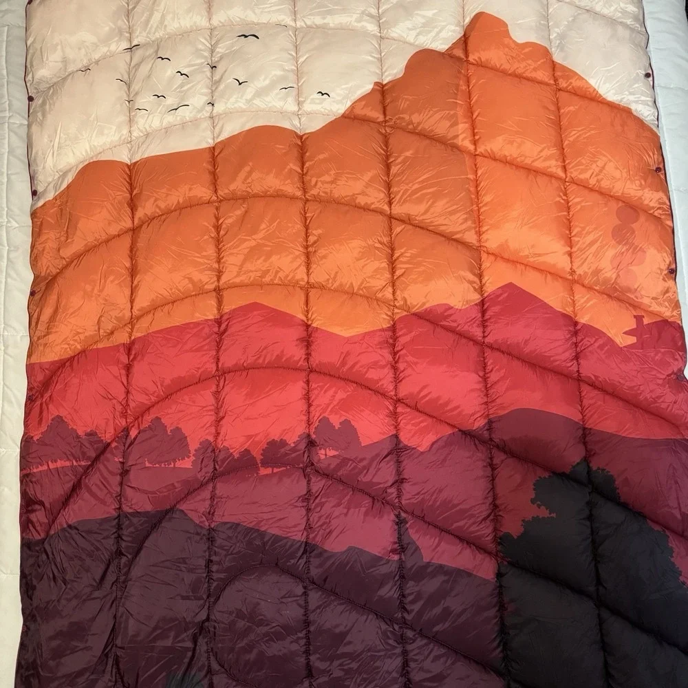 Camping Blanket Lightweight Puffy Outdoor Dusk Sunset Birds Camo Quilt 52